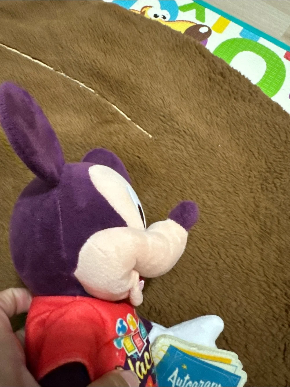Disney Purple Mickey Mouse Plush with Red Shirt and Yellow Shoes
